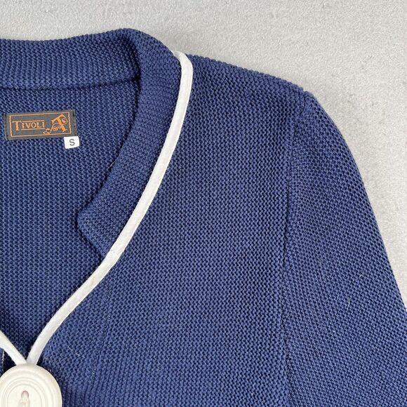 Tivoli Knit Jacket Women’s Small‎ Blue White Asymmetrical Floral Button V Neck - Picture 4 of 16